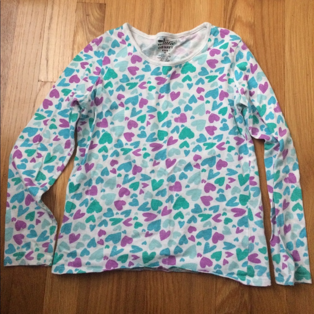 Old Navy Girls M (8) Long Sleeve Top Hearts Design
