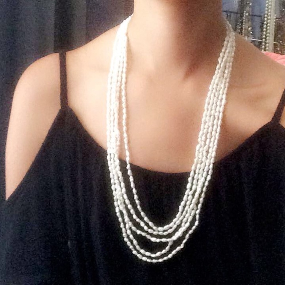 Brand New Organic Natural Layered Pearl Necklace