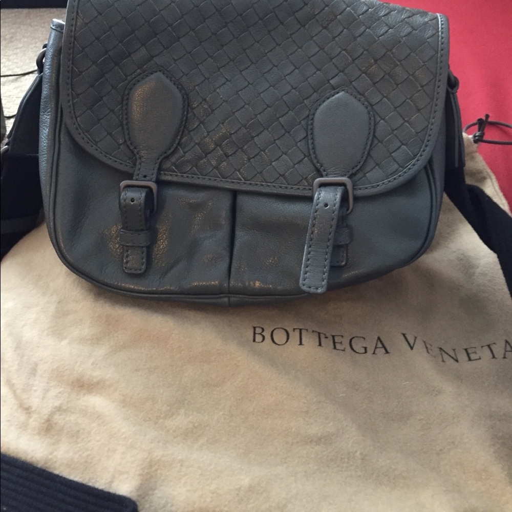 Bottega Veneta grey mini messenger bag