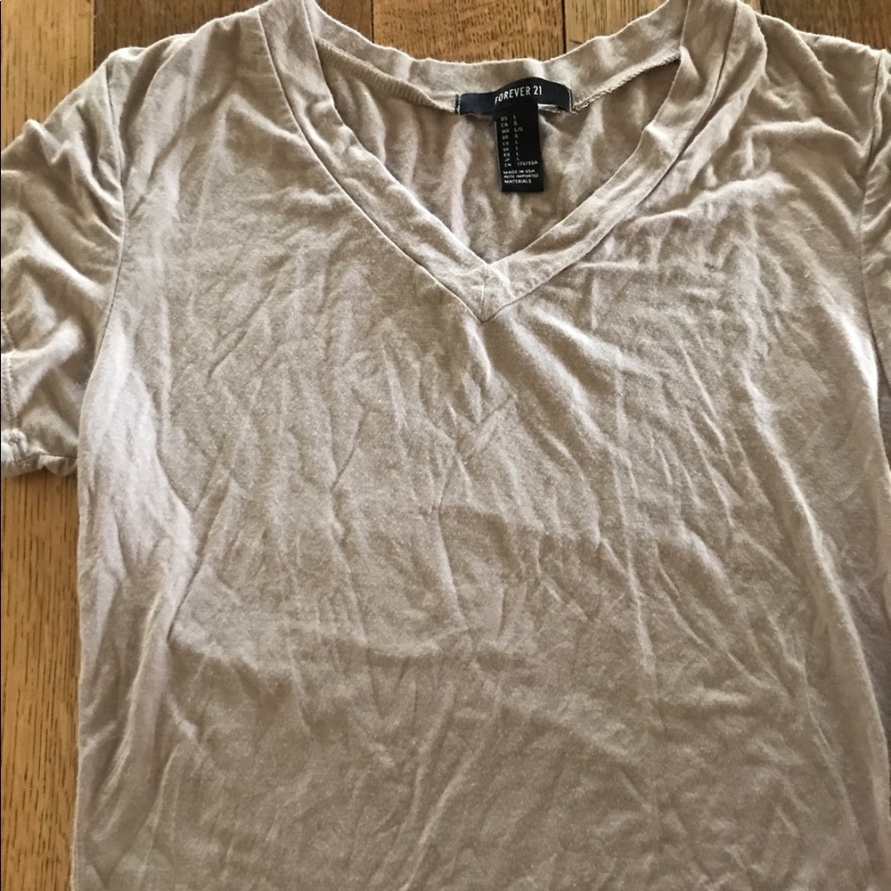 Tan/ brown v-neck croptop.