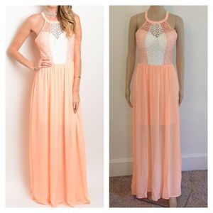 NIP small peach & Ivory semi formal gown
