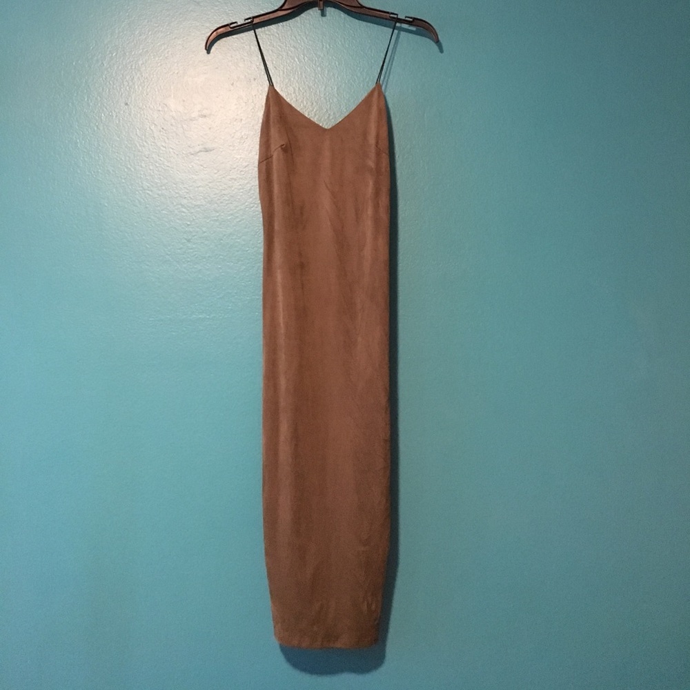 Suede olive green dress
