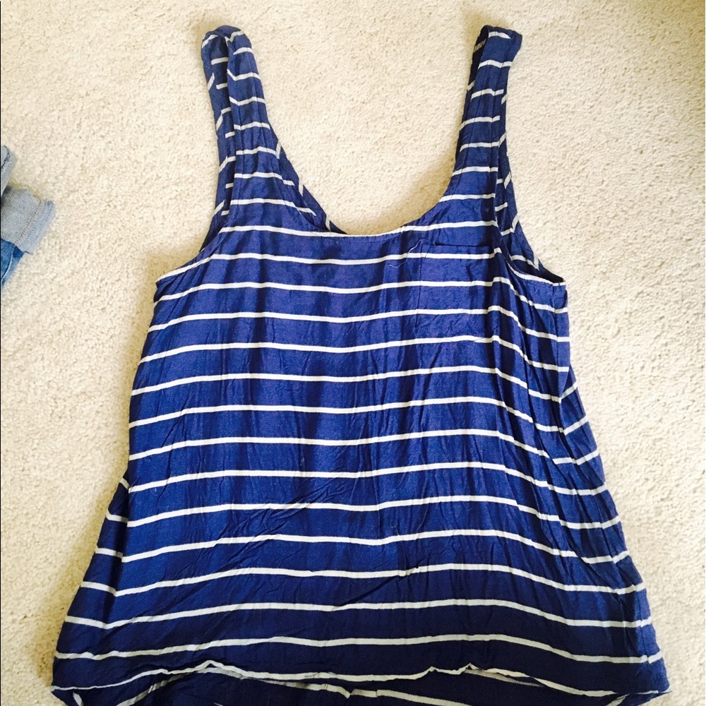 blue & white striped tank, S, LIKE NEW - Picture 2 of 3