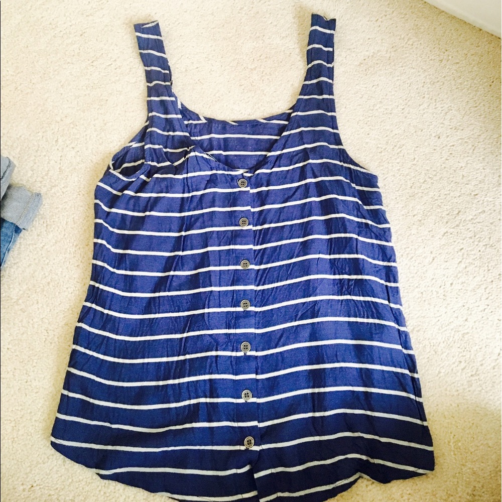 blue & white striped tank, S, LIKE NEW - Picture 3 of 3