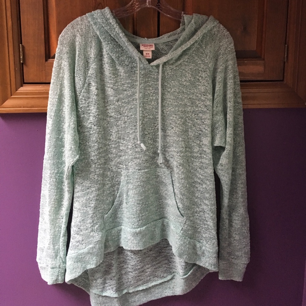 Mint Green Sheer Sweater Hoodie