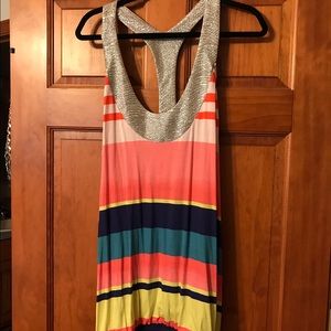 Fun bright tank with silver straps