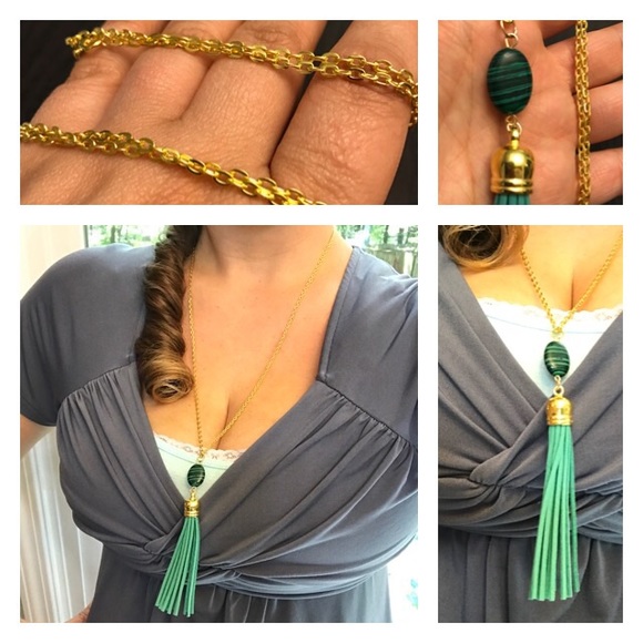 💙💎NEW Green & Gold Tassel Necklace💎💙 Boutique! - Picture 7 of 8