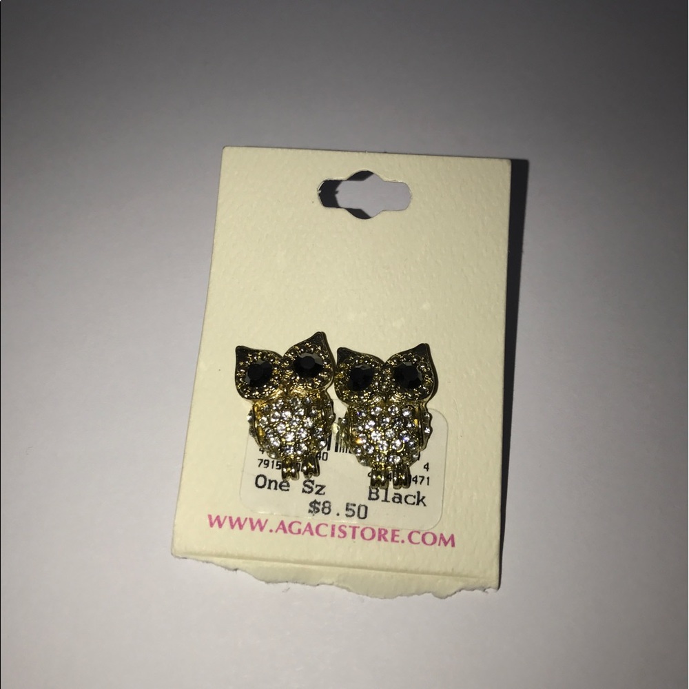 Rhinestone Owl Earrings
