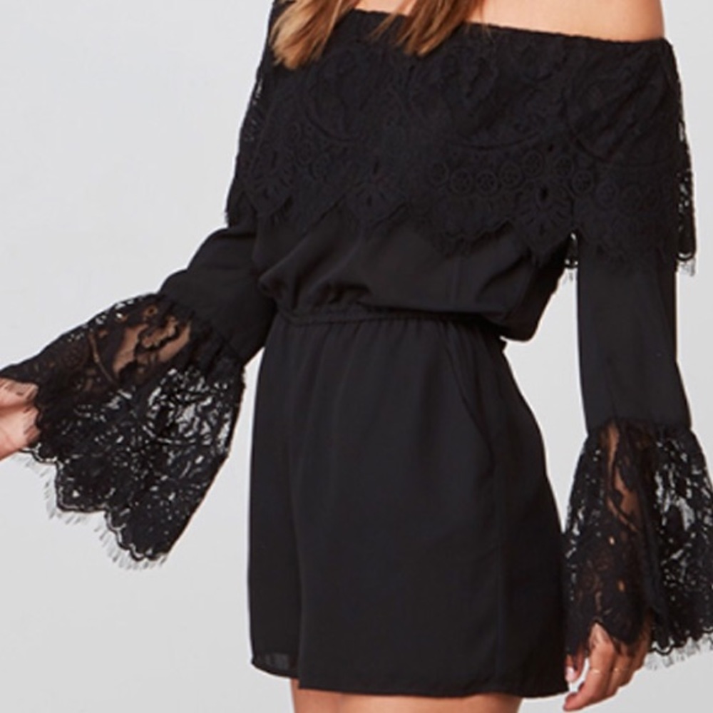 Black off shoulder romper