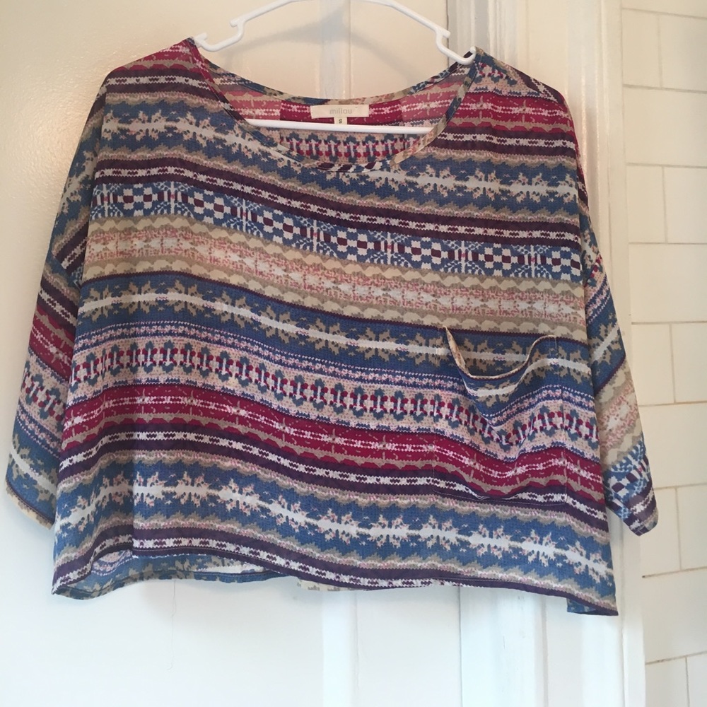 Cropped Aztec printed top