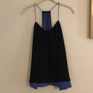 Tibi silk tank with chiffon overlay