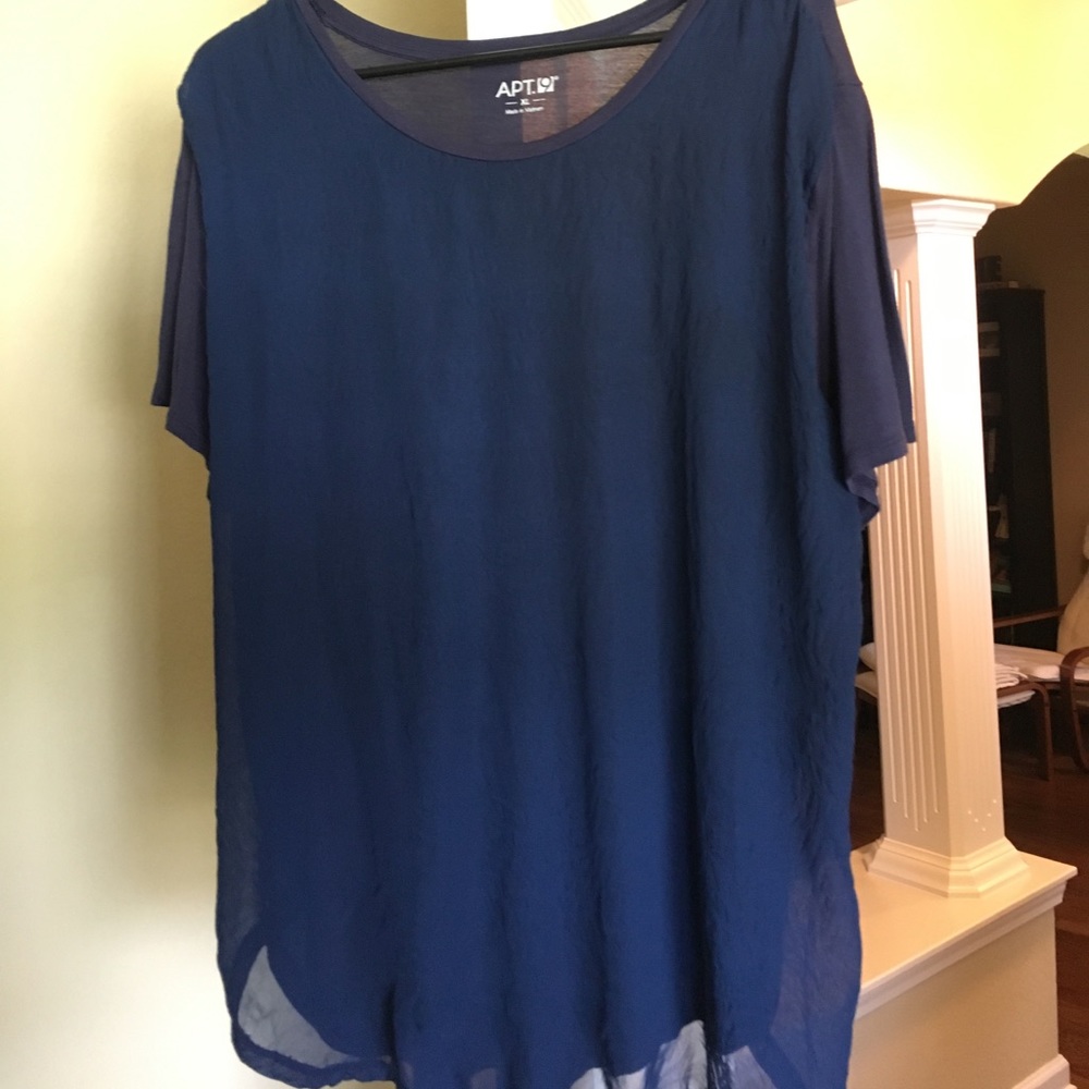 Navy sheer overlay top