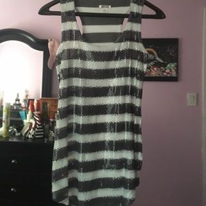 Grey and white sequin tank top