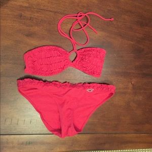 Salmon Pink Hollister Ruffle Bikini