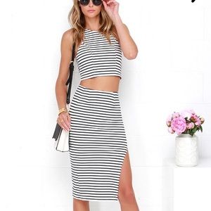 Navy & white striped set