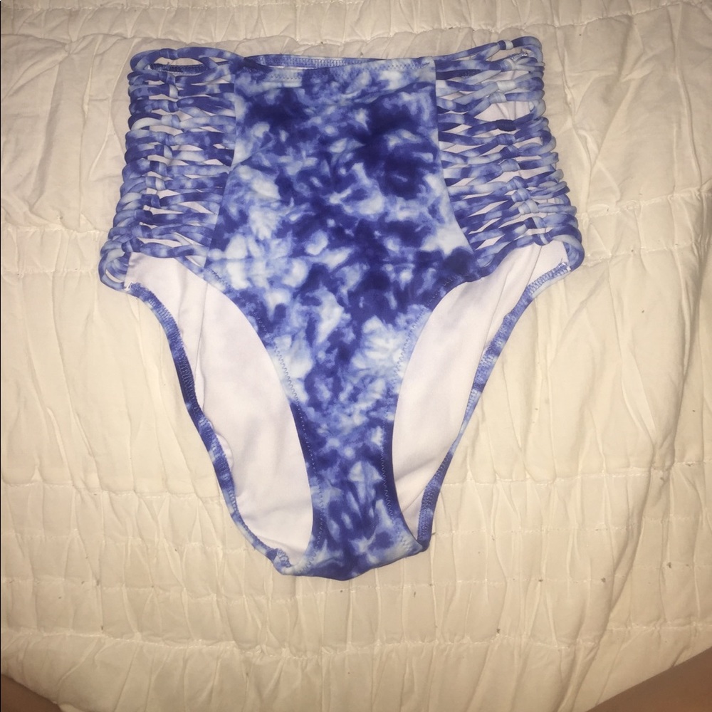 Blue Tie-Dye High waisted VS swim bottoms