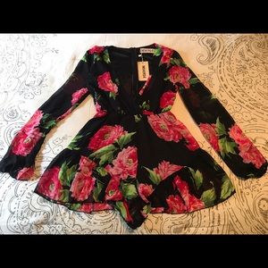 White Fox Boutique floral long sleeved romper