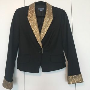 Dil Black Blazer with Gold Sequin Collar