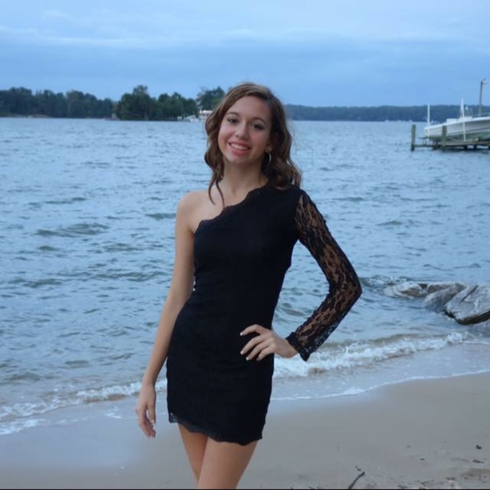 Black lace one shoulder dress