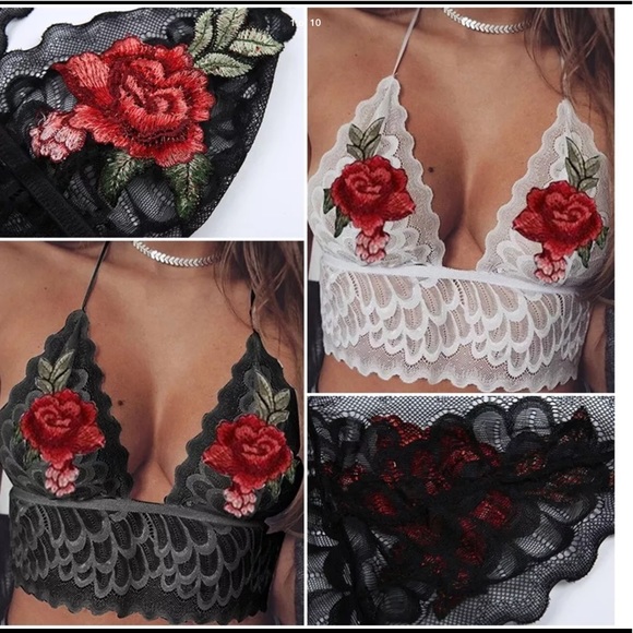 ✅✅🌹LAST1🌹🔥HOT DEAL🔥🌹Embroidered Lace Crop Top - Picture 2 of 6