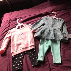Two 2 piece baby girl outfits
