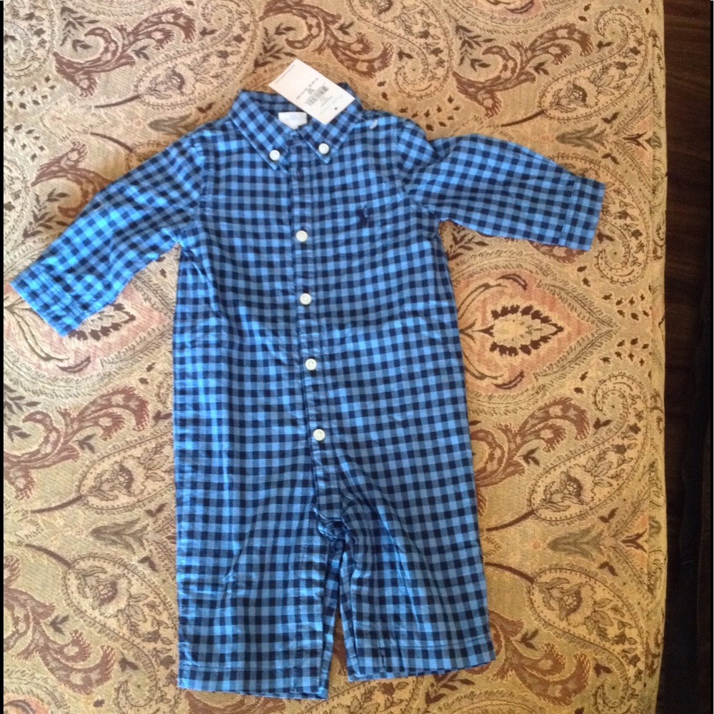 NWT Ralph Lauren Gingham Coveralls Baby Boy