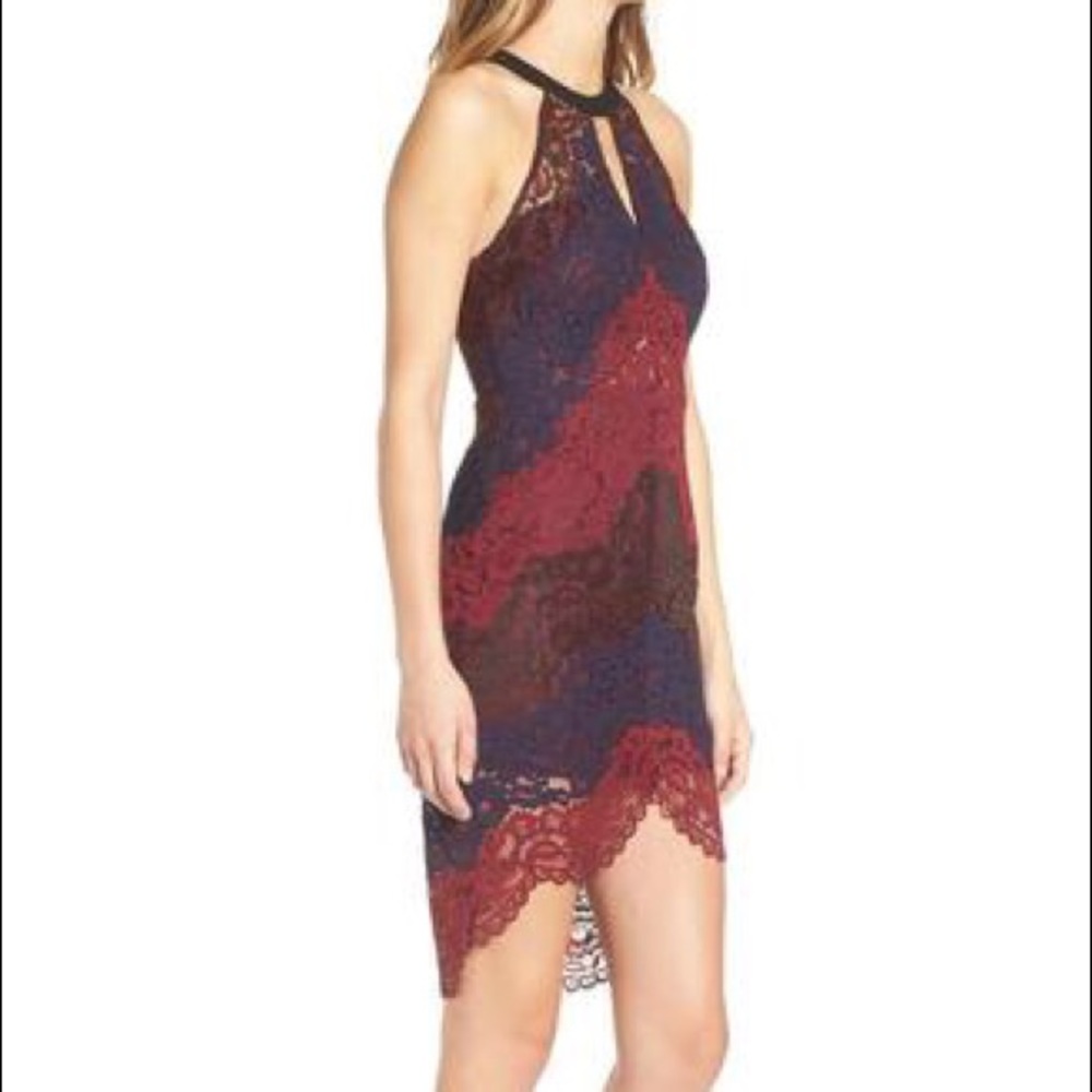 ASTR Alice lace stripe dress