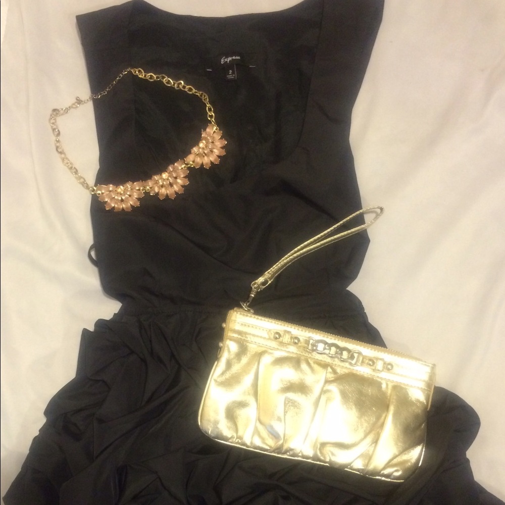 Black Express party dress, cut out sides and back