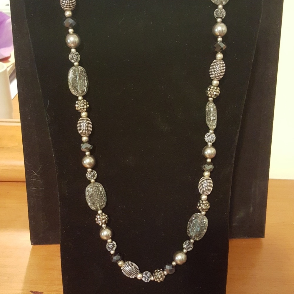 Silver and black necklace