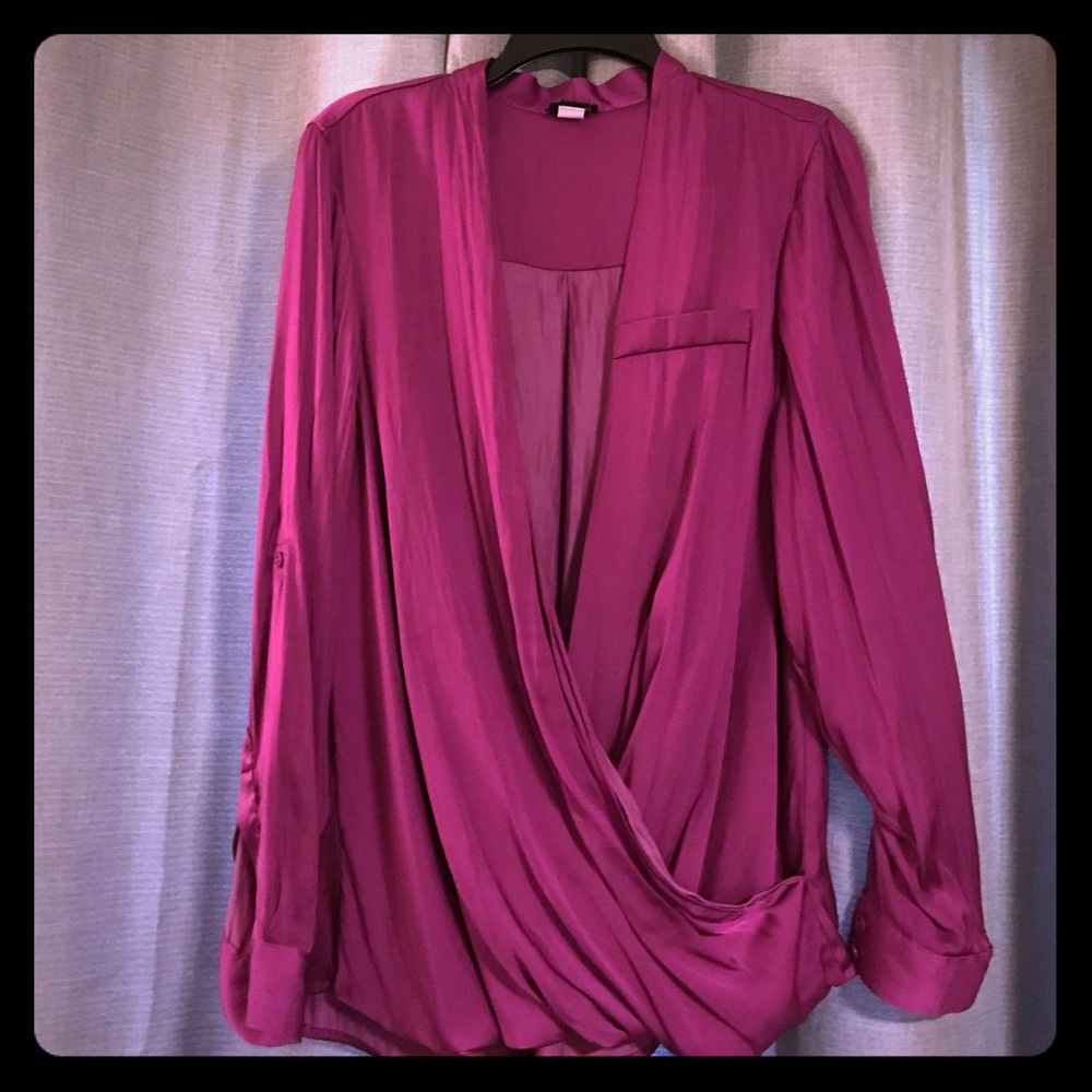Torrid fuchsia faux wrap shirt