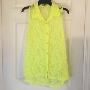 Kirra neon yellow flowered tank top