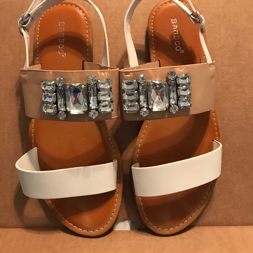 White & nude sandals size 8