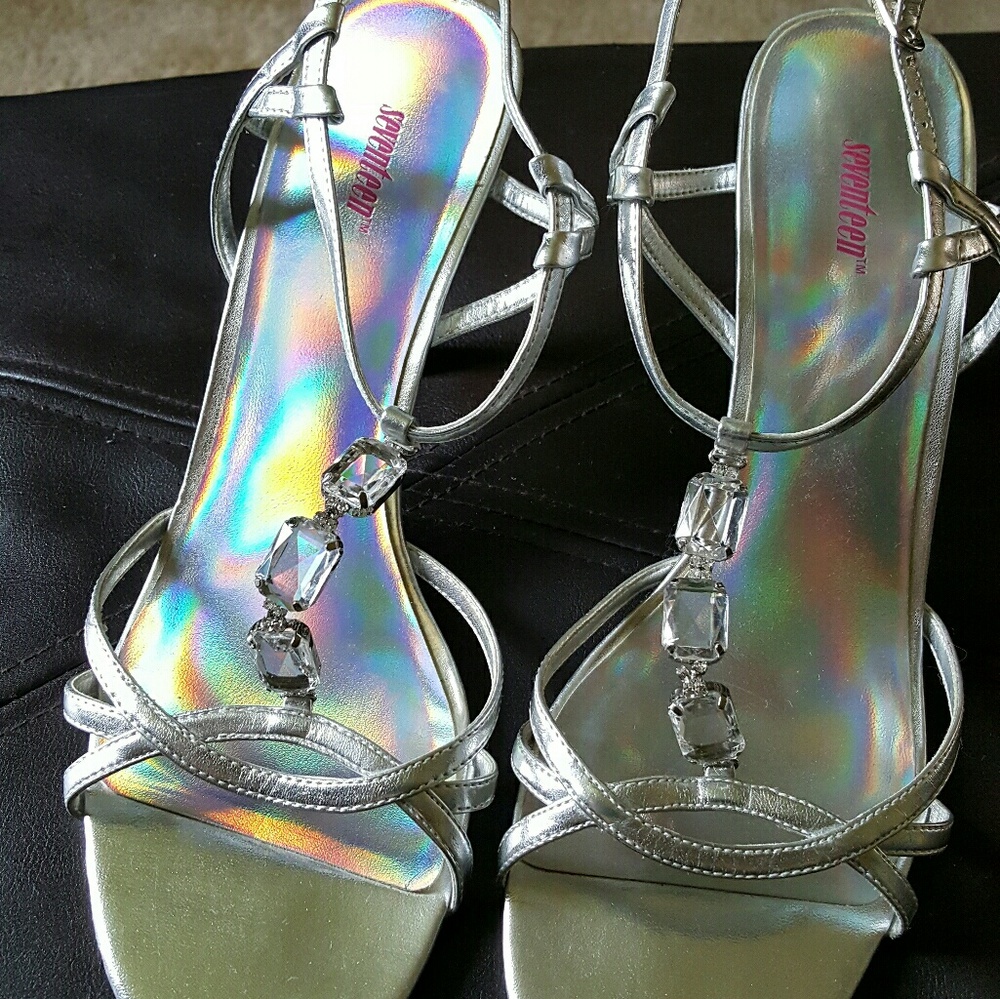 Silver strappy sandals