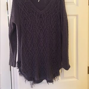 Plum Distressed Overside Free People Sweater