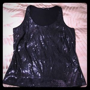 Navy blue sequin tank