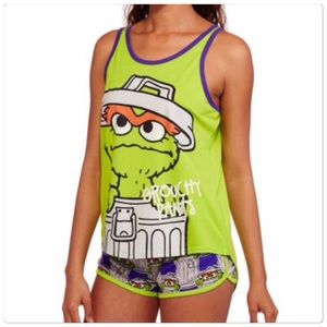 🆕 Seasme Street Oscar Grouch 2pc pj shorts top set