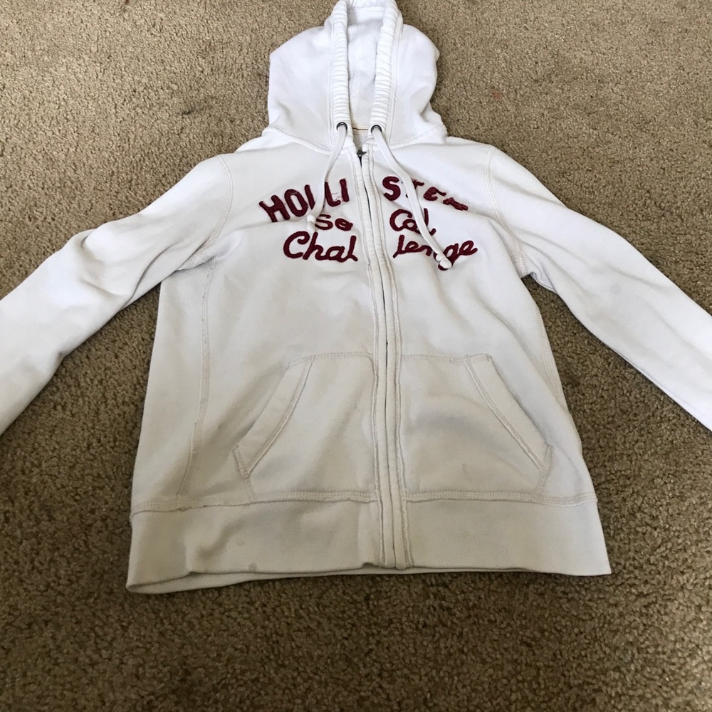 White Hollister zip up jacket
