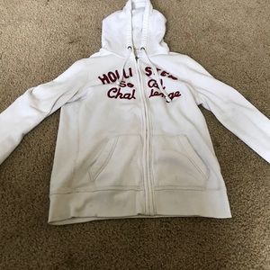 White Hollister zip up jacket