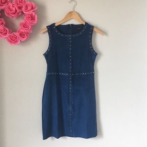 Fit and Flare Suede Blue Dress