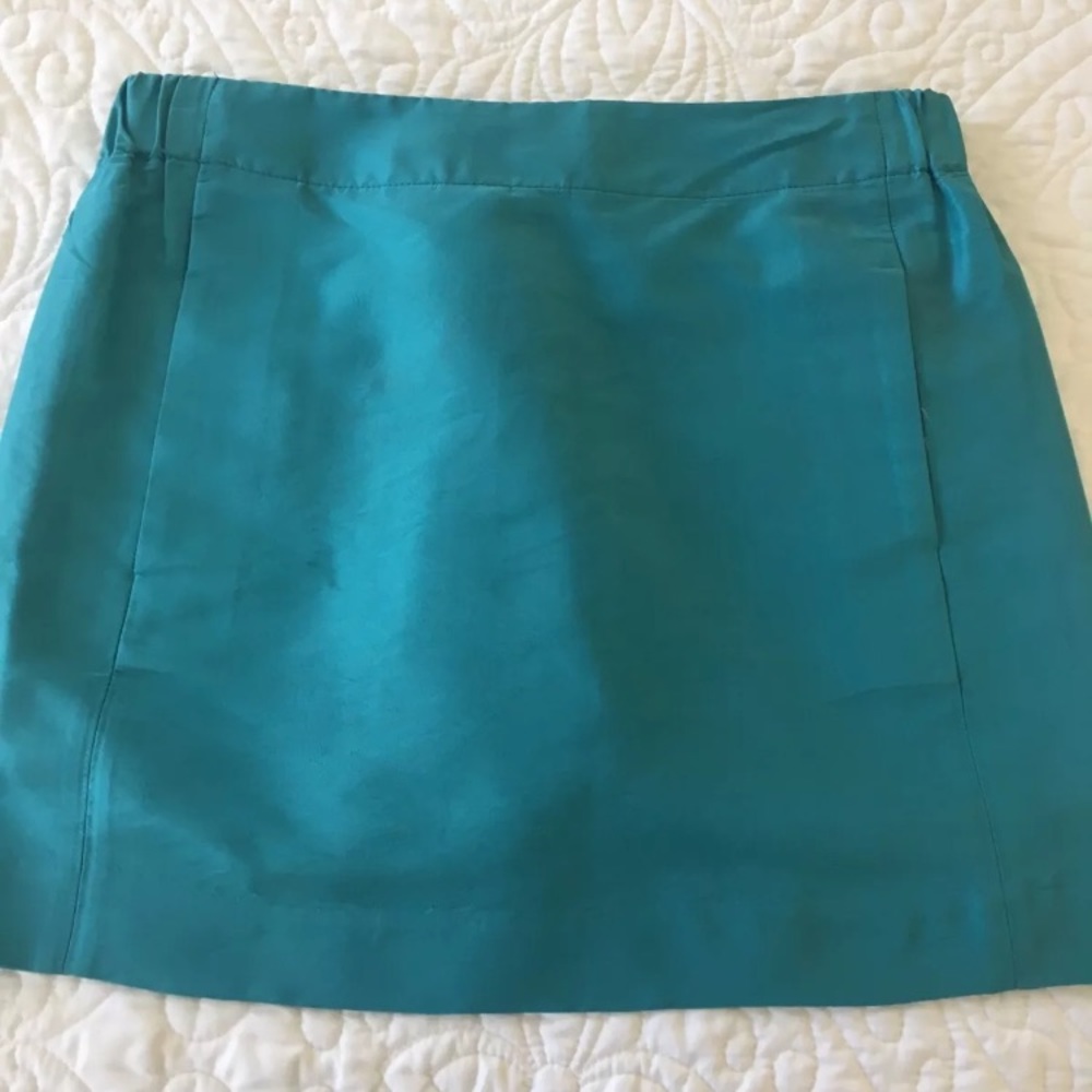 J.Crew 100% Silk Turquoise Skirt 2