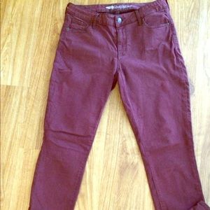 Old Navy Rock Star Mid-Rise Maroon Jeans