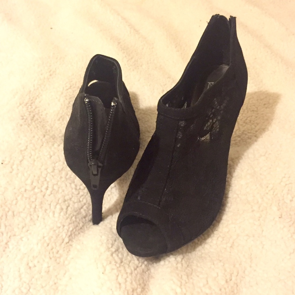 Black Peep Toe Lace Booties!