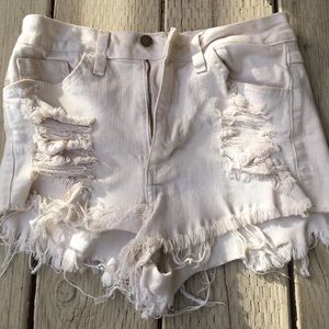 Brandy Melville white distressed shorts