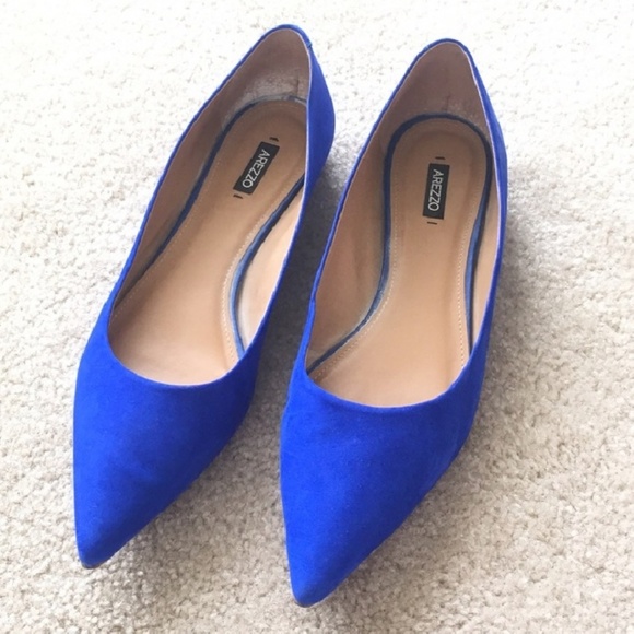 Blue Suede Leather Pointed flats 37 - Picture 1 of 4