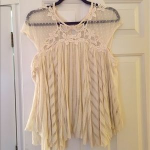 Free People Cream Babydoll Top