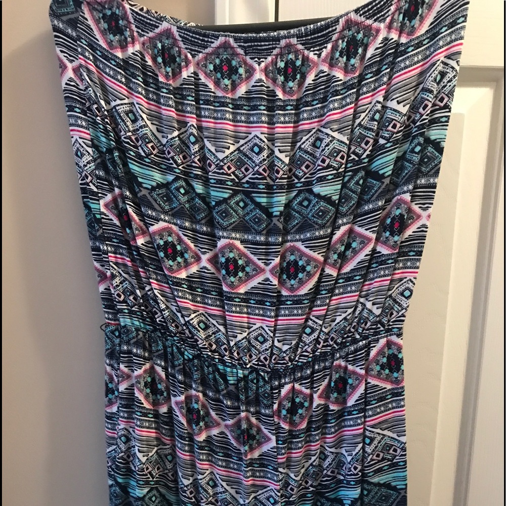 Strapless cotton romper