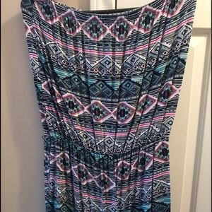 Strapless cotton romper