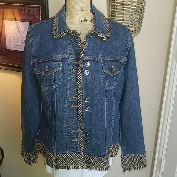Coldwater Creek Jackets & Blazers - COLDWATER CREEK DENIM JACKET WITH TRIM