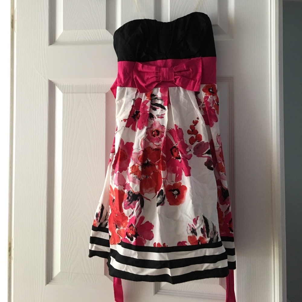 Black and pink floral dress