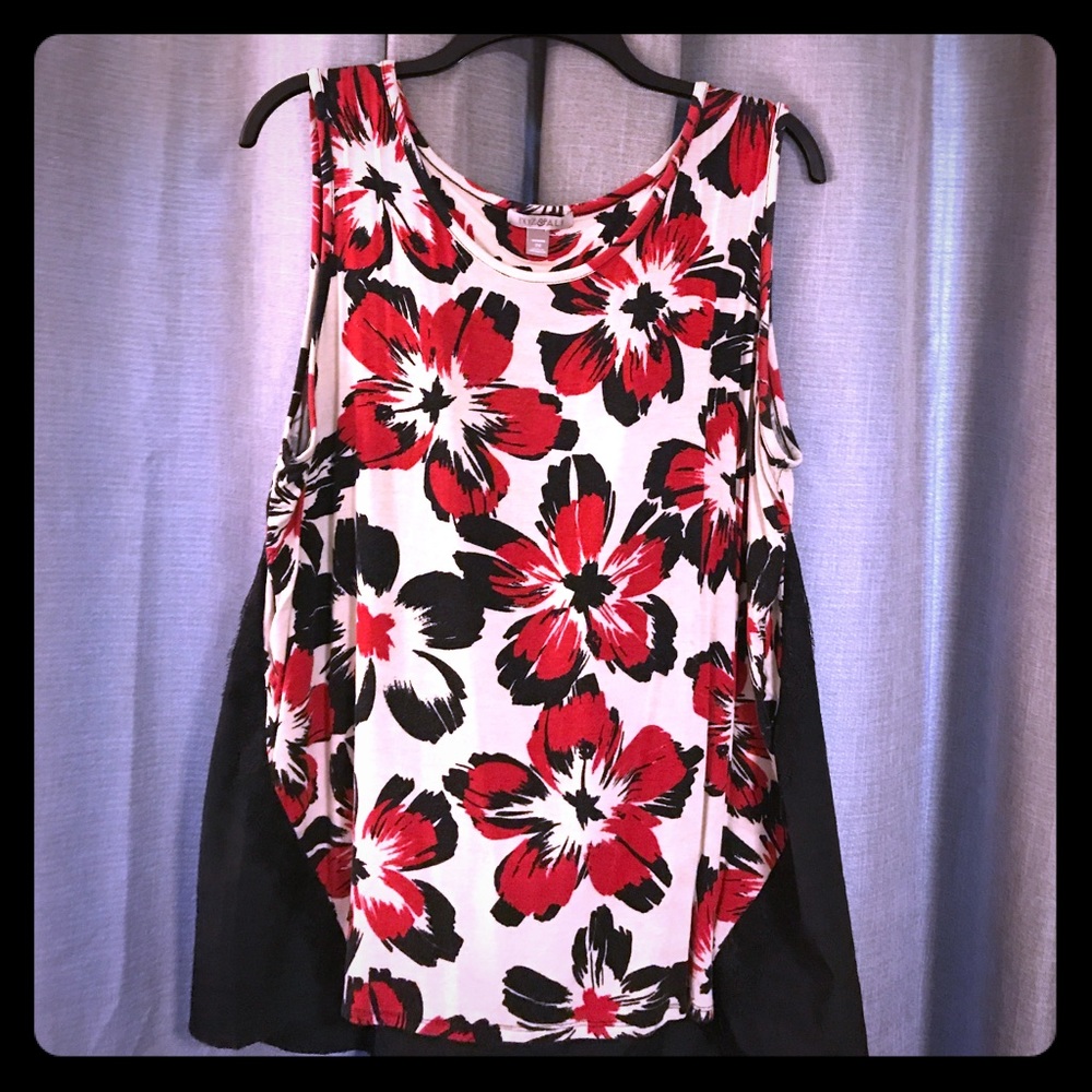 Red floral tank